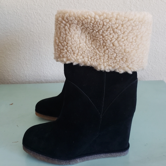 Jeffrey Campbell Wedge Faux Shearling Boots - Picture 6 of 13
